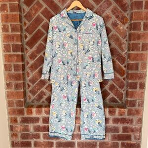 RARE Nick & Nora Winter Snow Owl Flannel Pajamas Women’s Size Medium Blue Pocket
